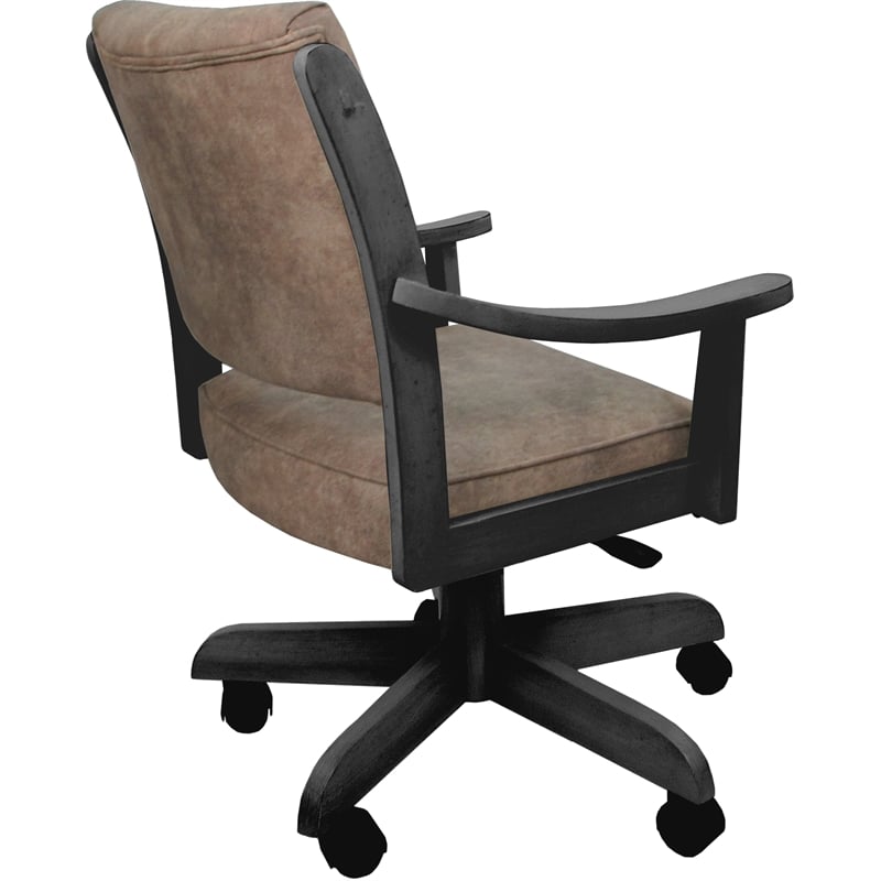 Limited Casa Caster Solid Wood Dining Chair - Ohio Dust Chestnut Fabric on Gray