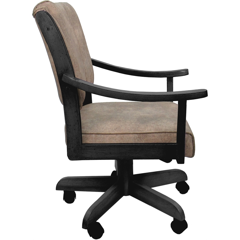 Limited Casa Caster Solid Wood Dining Chair - Ohio Dust Chestnut Fabric on Gray