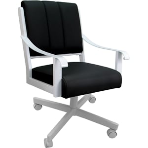 Leather Memphis Dining Caster Chair Swivel Tilt - Black Leather on White