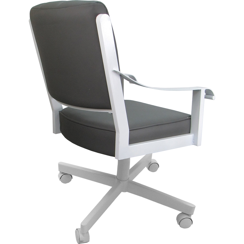 Leather Memphis Dining Caster Chair Swivel Tilt - Gray Leather on White