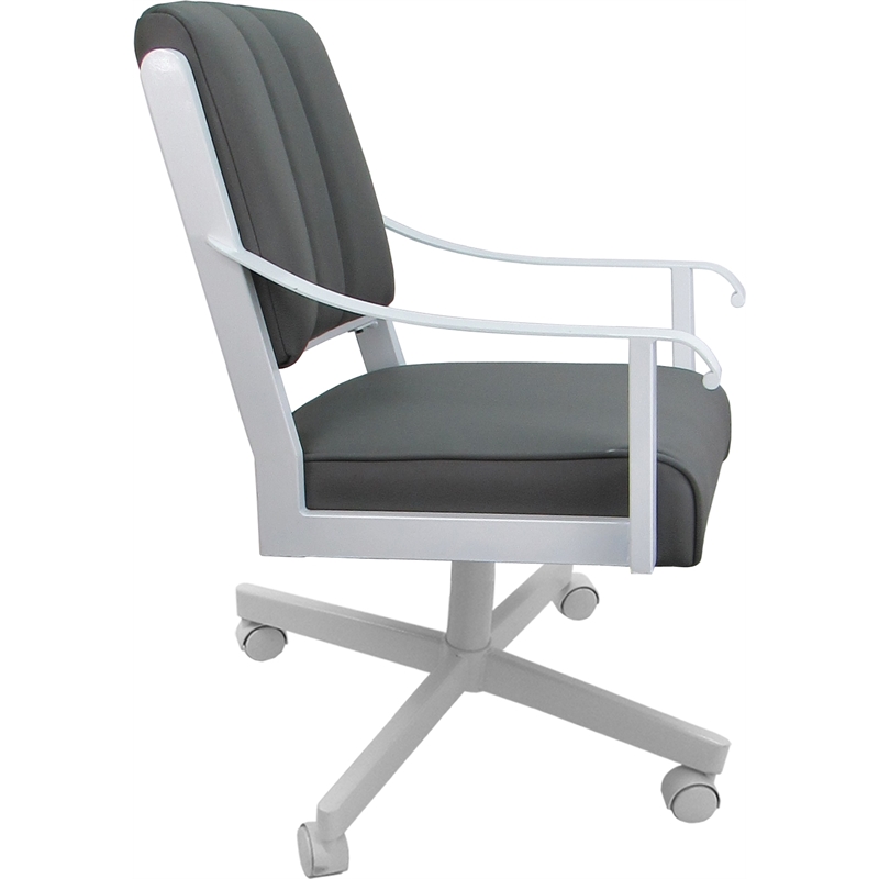 Leather Memphis Dining Caster Chair Swivel Tilt - Gray Leather on White