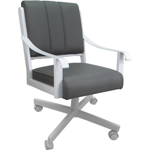 Leather Memphis Dining Caster Chair Swivel Tilt - Gray Leather on White