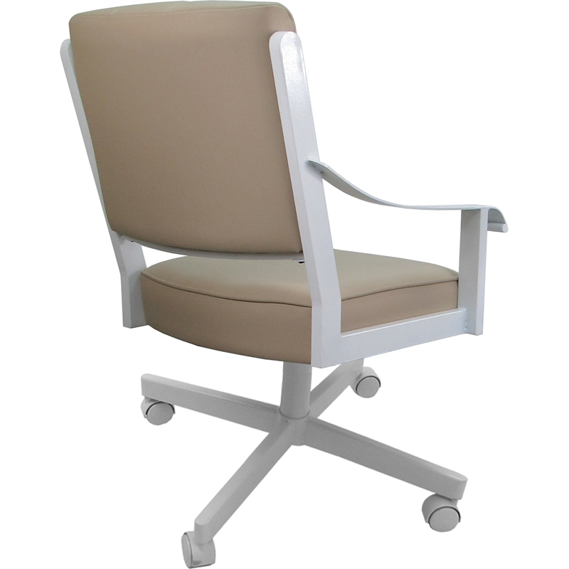Leather Memphis Dining Caster Chair Swivel Tilt - Tan Leather on White