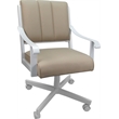Leather Memphis Dining Caster Chair Swivel Tilt - Tan Leather on White