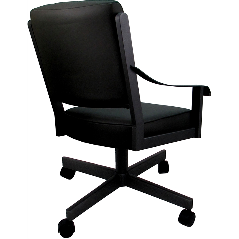 Leather Memphis Dining Caster Chair Swivel Tilt - Black Leather on Black