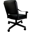 Leather Memphis Dining Caster Chair Swivel Tilt - Black Leather on Black