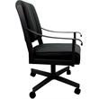 Leather Memphis Dining Caster Chair Swivel Tilt - Black Leather on Black