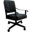 Leather Memphis Dining Caster Chair Swivel Tilt - Black Leather on Black