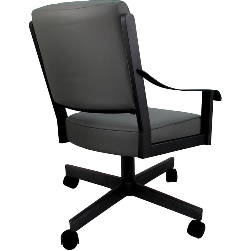 Leather Memphis Dining Caster Chair Swivel Tilt - Gray Leather on Black