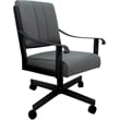 Leather Memphis Dining Caster Chair Swivel Tilt - Gray Leather on Black