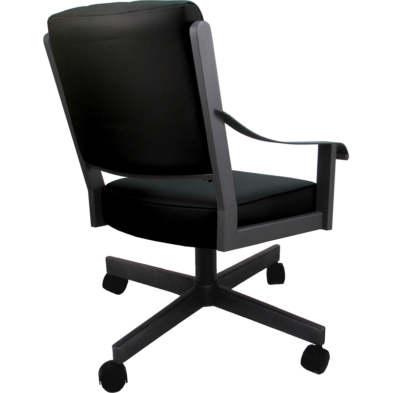 Leather Memphis Dining Caster Chair Swivel Tilt - Black Leather on Gray