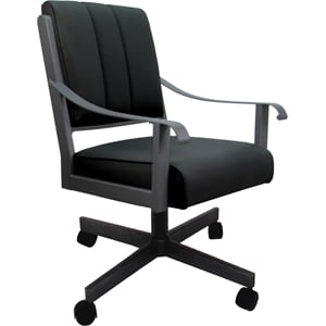 Leather Memphis Dining Caster Chair Swivel Tilt - Black Leather on Gray