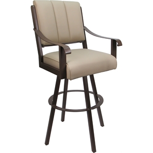 Leather Swivel Metal Counter Bar Stool 26&quot Seat - Memphis - Tan on Brown