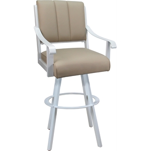 Leather Swivel Metal Counter Bar Stool 26&quot Seat - Memphis - Tan on White