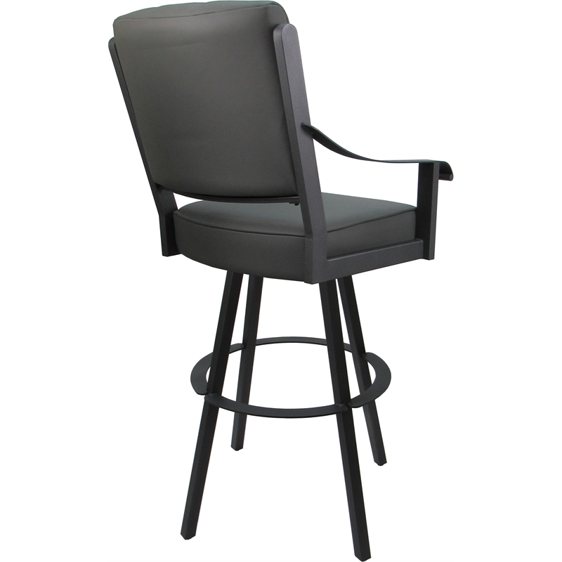 Leather Extra Tall Swivel Metal Bar Stool 34