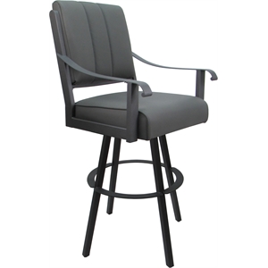 Leather Extra Tall Swivel Metal Bar Stool 34&quot Seat - Memphis - Gray on Gray