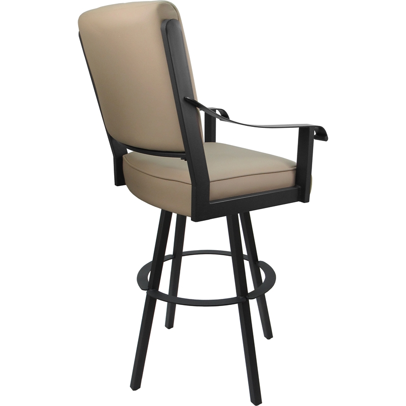 Leather Extra Tall Swivel Metal Bar Stool 34