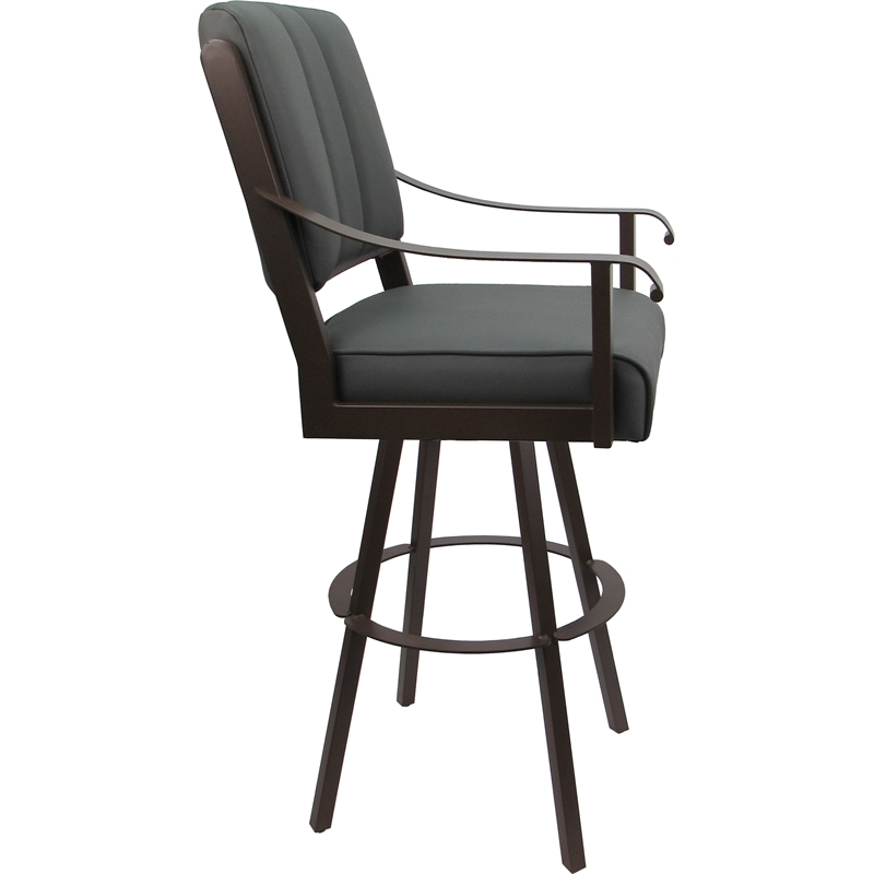 Leather Extra Tall Swivel Metal Bar Stool 34