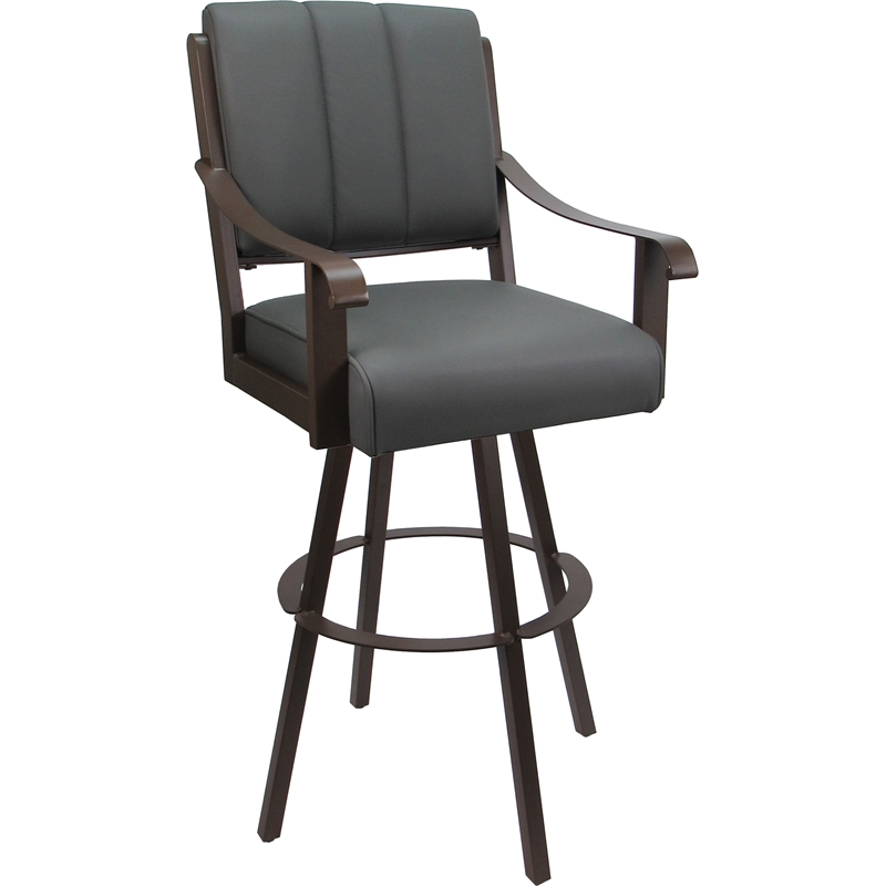 Leather Extra Tall Swivel Metal Bar Stool 34
