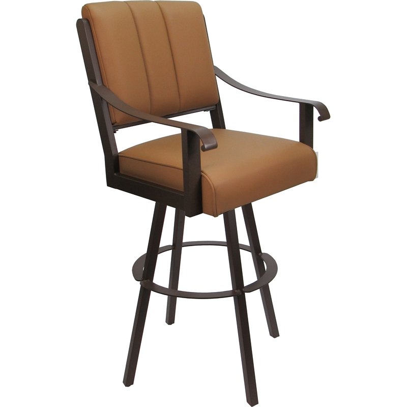 Leather Extra Tall Swivel Metal Bar Stool 34