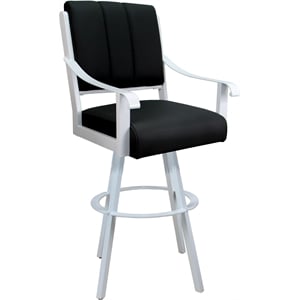 Leather Swivel Metal Bar Stool 30&quot Seat - Memphis - Black on White