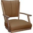 Leather Classic Caster Solid Wood Dining Chair - Brown on Cashew