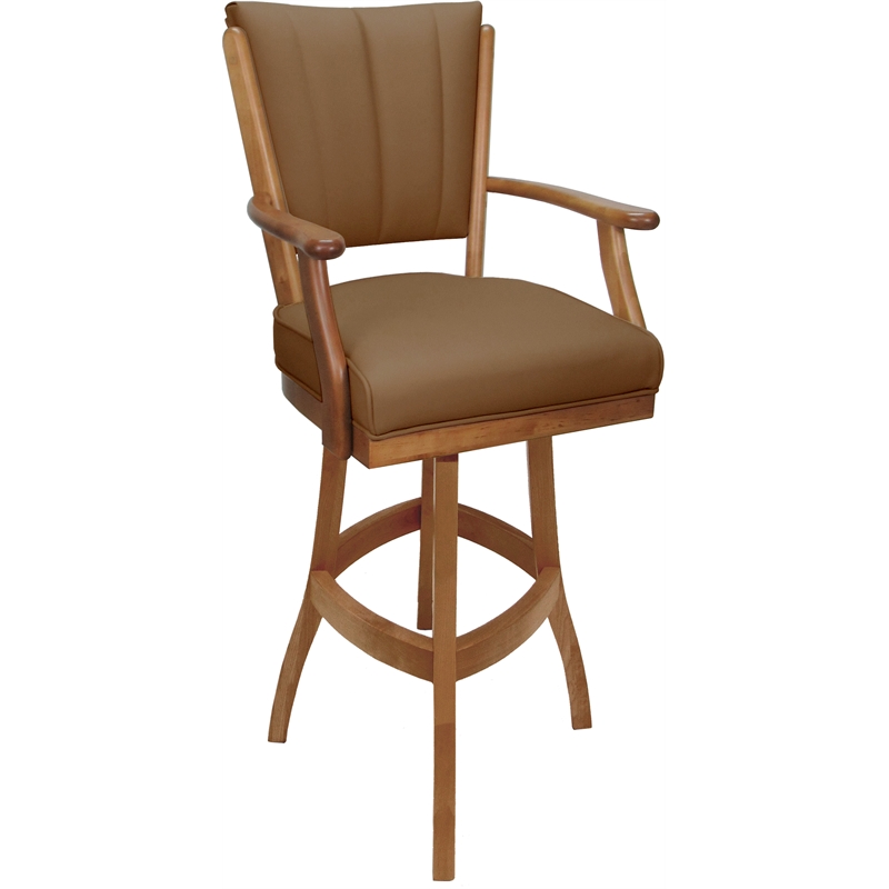 Leather Classic Extra Tall Solid Wood Bar Stool 34