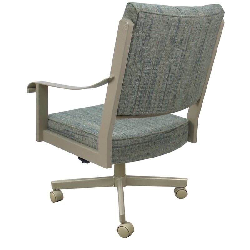 Dining Caster Chair Swivel Tilt - Memphis - Watusi Aquatint Teal Fabric - Beige