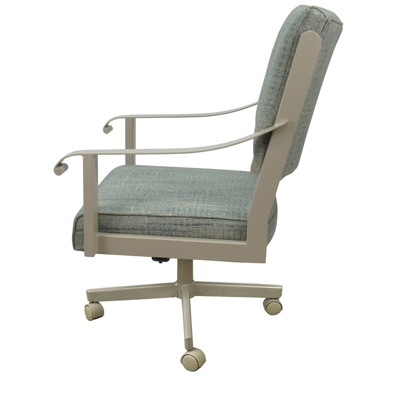 Dining Caster Chair Swivel Tilt - Memphis - Watusi Aquatint Teal Fabric - Beige