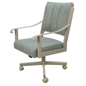 Dining Caster Chair Swivel Tilt - Memphis - Watusi Aquatint Teal Fabric - Beige