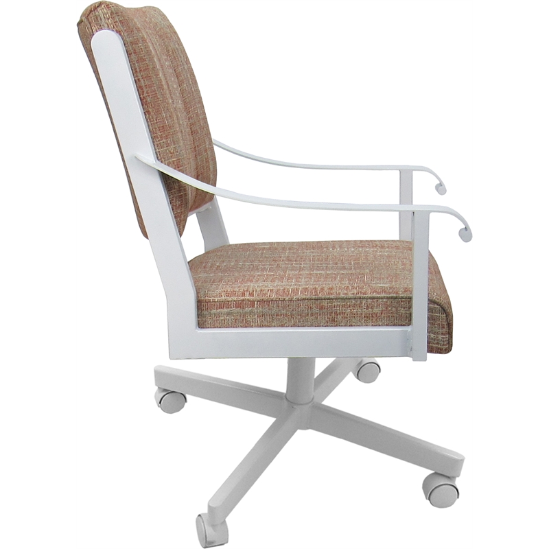 Dining Caster Chair Swivel Tilt - Memphis - Watusi Madder Red Fabric - White