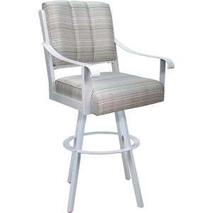 Counter Bar Stool Swivel Metal 26&quot Seat - Memphis - Natural Cream Fabric - White