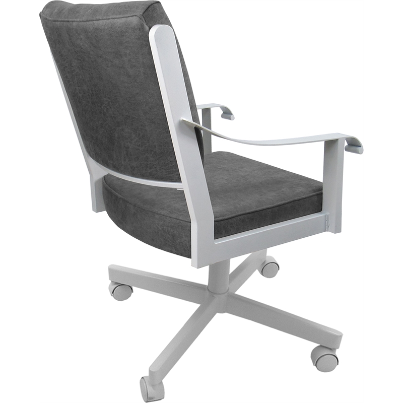 Dining Caster Chair Swivel Tilt - Memphis -Northwest Elk Charcoal Fabric - White