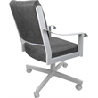 Dining Caster Chair Swivel Tilt - Memphis -Northwest Elk Charcoal Fabric - White