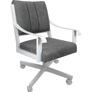 Dining Caster Chair Swivel Tilt - Memphis -Northwest Elk Charcoal Fabric - White