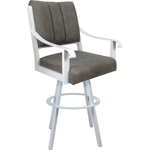 Extra Tall Bar Stool Swivel Metal 34&quot Seat -Memphis Whiskey Brown Fabric - White