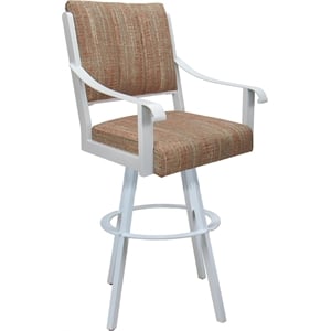 Extra Tall Bar Stool Swivel Metal 34&quot Seat - Memphis - Watusi Red Fabric - White