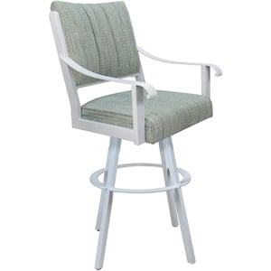Bar Stool Swivel Metal 30&quot Seat - Memphis - Watusi Aquatint Teal Fabric - White