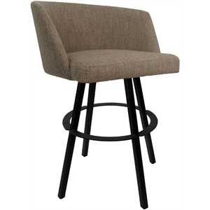 Counter Bar Stool Swivel Metal 26&quot Seat - Joey - Basin Beige Fabric - Black
