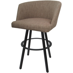 Swivel Metal Bar Stool 30&quot Seat - Joey - Basin Beige Fabric - Gray