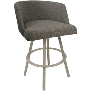 Swivel Metal Bar Stool 30&quot Seat - Joey - Mojave Gray Fabric - Beige