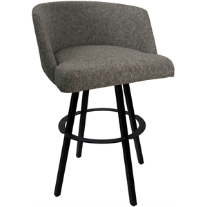 Swivel Metal Bar Stool 30&quot Seat - Joey - Mojave Gray Fabric - Black
