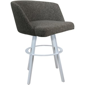 Extra Tall Bar Stool Swivel Metal 34&quot Seat - Joey - Mojave Gray Fabric - White