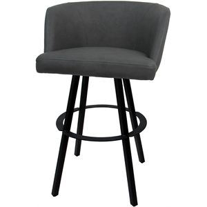 Counter Bar Stool Swivel Metal 26&quot Seat - Joey - Moonstone Vinyl Charcoal -Black