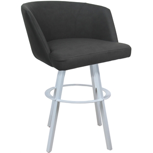 Counter Bar Stool Swivel Metal 26&quot Seat - Joey - Moonstone Vinyl Charcoal -White