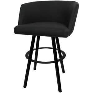 Counter Bar Stool Swivel Metal 26&quot Seat - Joey - Black Vinyl - Black Frame