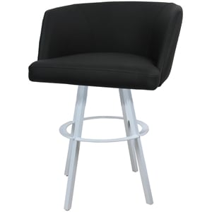 Counter Bar Stool Swivel Metal 26&quot Seat - Joey - Black Vinyl - White Frame