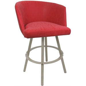 Counter Bar Stool Swivel Metal 26&quot Seat - Joey - Ruby Vinyl Red - Beige