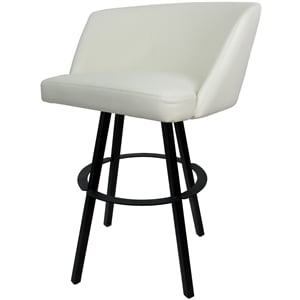 Counter Bar Stool Swivel Metal 26&quot Seat - Joey - White Vinyl - Black Frame