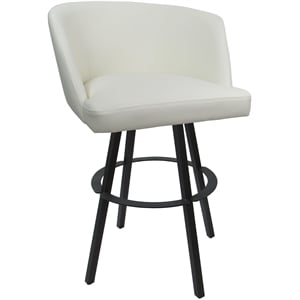 Counter Bar Stool Swivel Metal 26&quot Seat - Joey - White Vinyl - Gray Frame